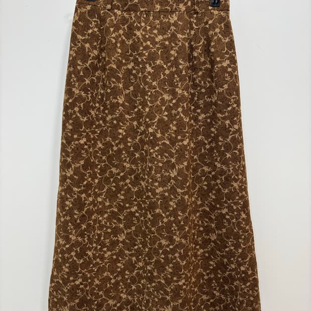 일본 빈티지 브라운 플라워패턴 스커트 치마