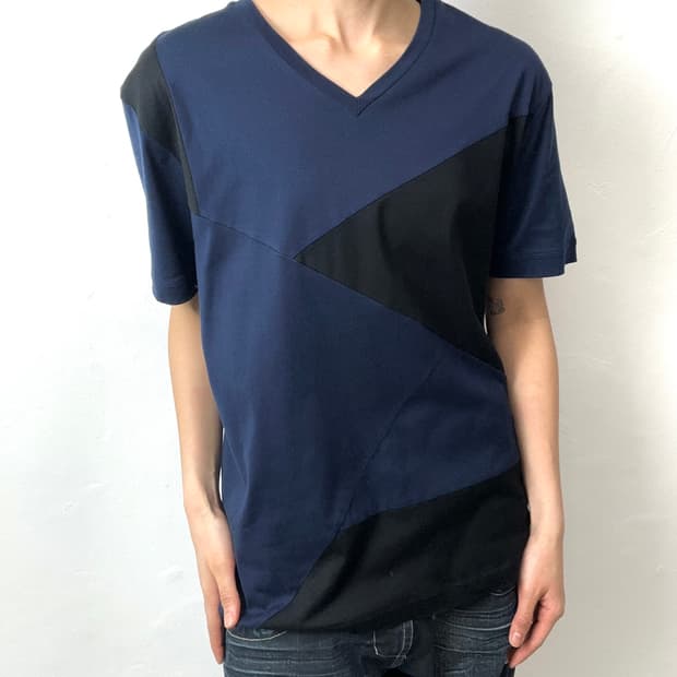 Lanvin Paneled V-neck Short Sleeve T-shi