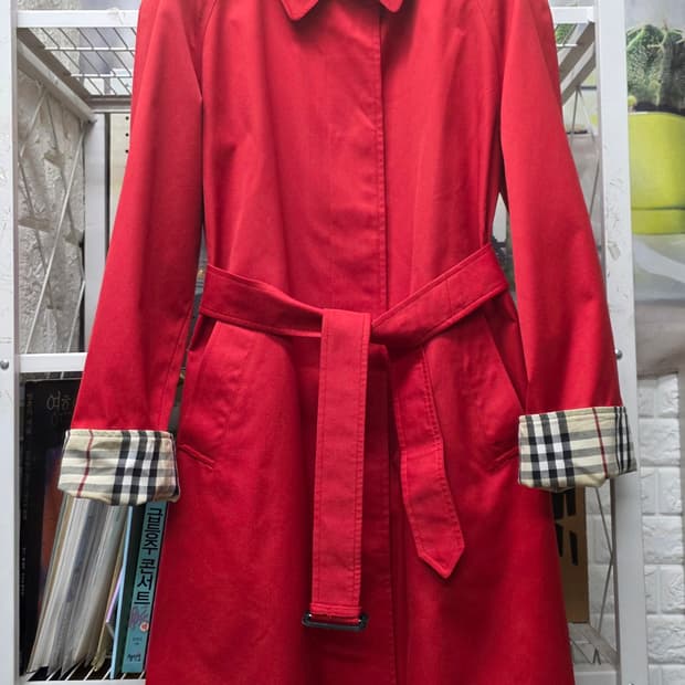 매장정품/ 버버리 트렌치코트 55 ~슬림66 노바체크 레드코트 AD53