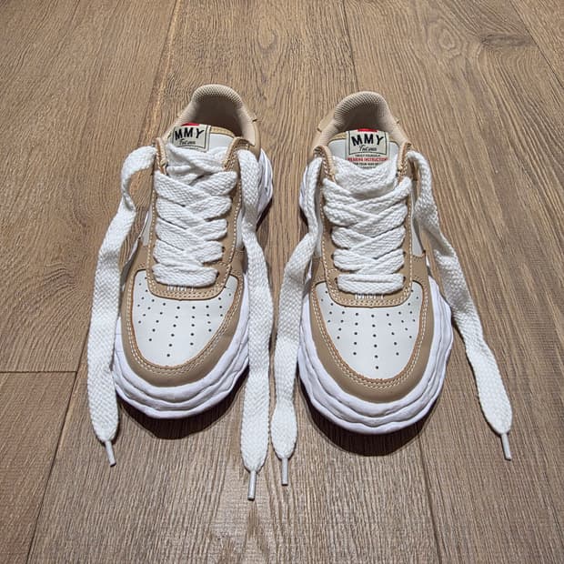 메종 미하라 야스히로 웨인 OG 솔 레더 로우탑 스니커즈 사이즈 37