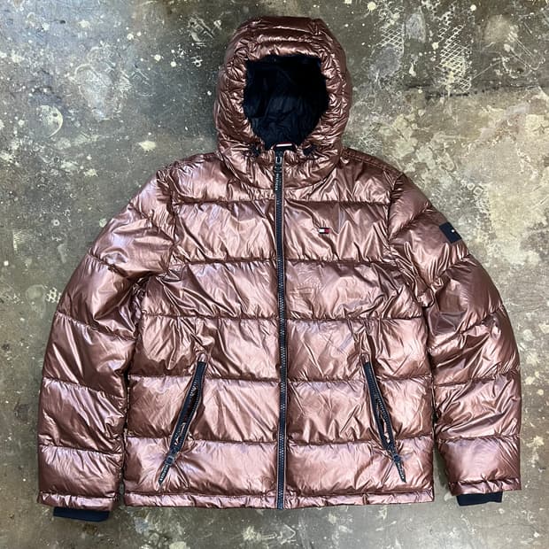 L) 타미힐피거 글로시 브론즈 푸퍼자켓 패딩점퍼
