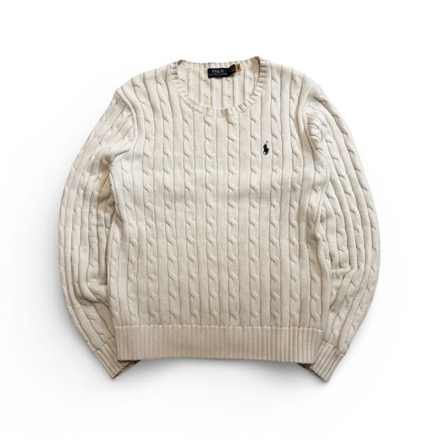 폴로 랄프로렌 (W) 아이보리 케이블 코튼 니트 