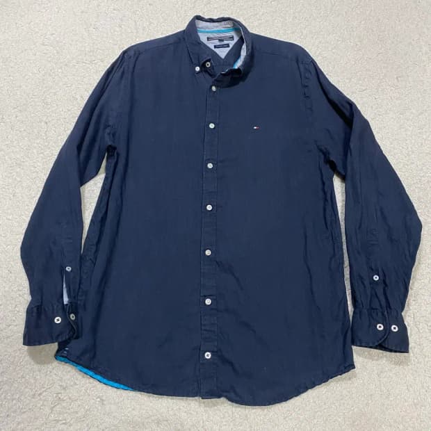 타미힐피거 린넨 셔츠 네이비 m