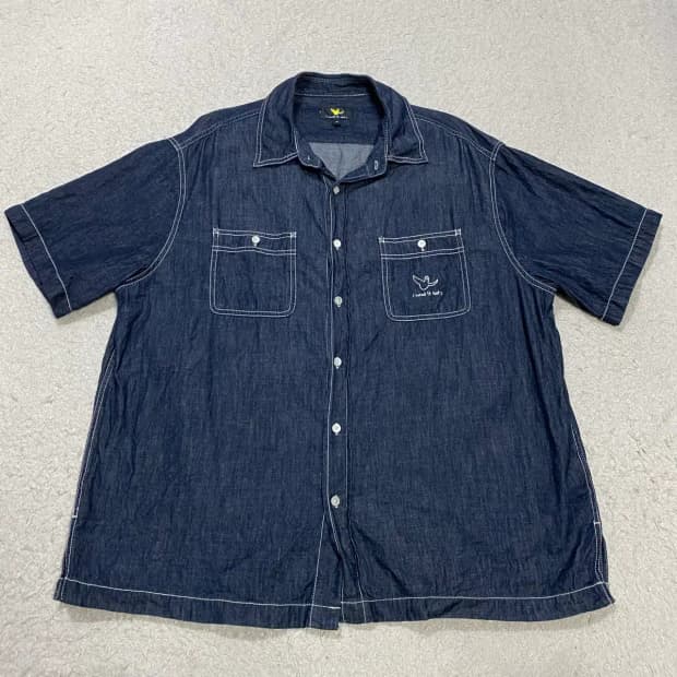 와릿이즌 데님 반팔 셔츠 오버핏 m