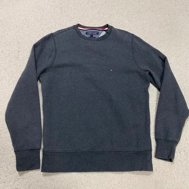 타미힐피거 맨투맨 티셔츠 그레이 기모 s