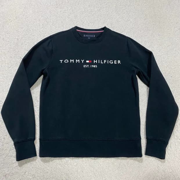 타미힐피거 블랙 맨투맨 티셔츠 기모 s