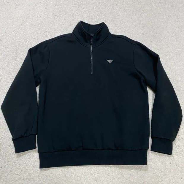 게스 블랙 하프넥 맨투맨 티셔츠 기모 m