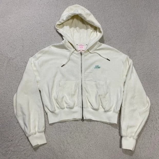 Lee 리 아이보리 크롭 후드 집업 s
