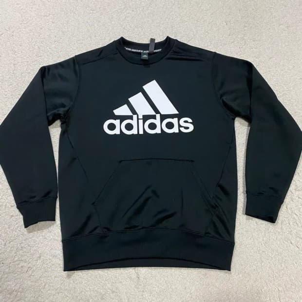 아디다스 블랙 빅로고 맨투맨 기능성 m
