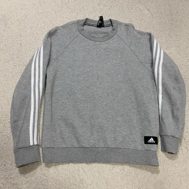 아디다스 삼선 기모 맨투맨 그레이