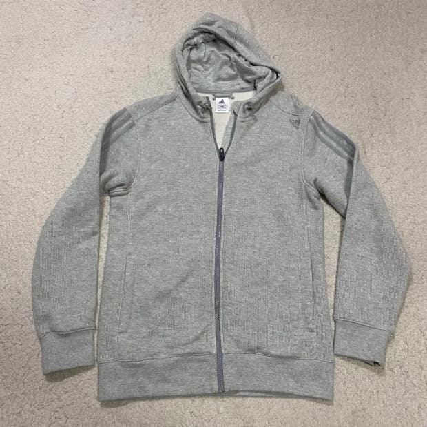 아디다스 회색 삼선 후드집업 기모 100