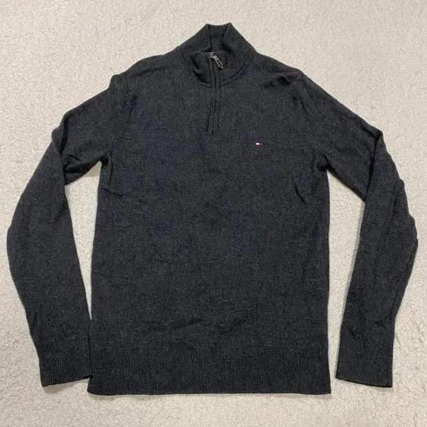 타미힐피거 하프집업 니트 다크그레이 s