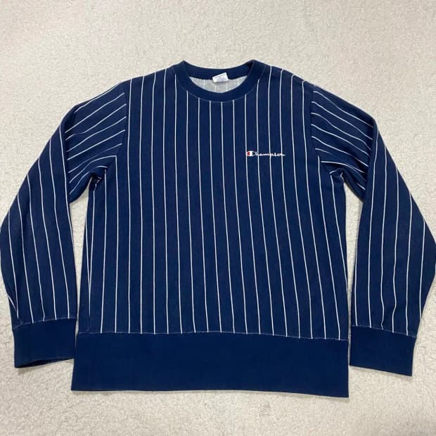 챔피온 네이비 스트라이프 맨투맨 xl