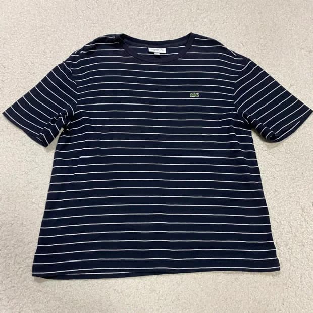 라코스테 네이비 스트라이프 반팔 티셔츠 m 100