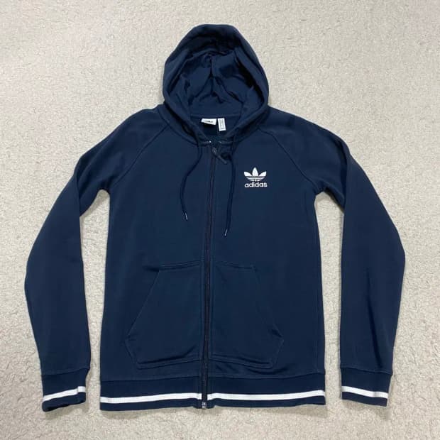 아디다스 네이비 후드집업 트레포일 s