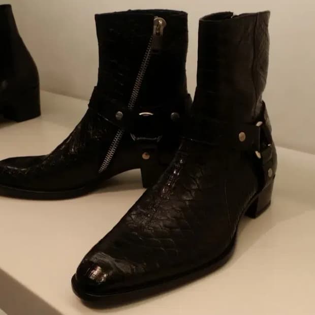 생로랑 모터사이클 와이어링 아나콘다 뱀피 부츠