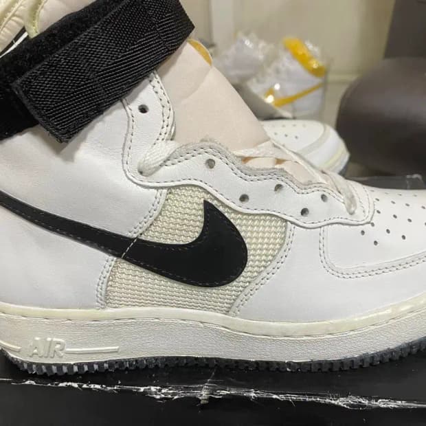 91년 나이키 에어포스1 흰/검 메쉬 하이 신품