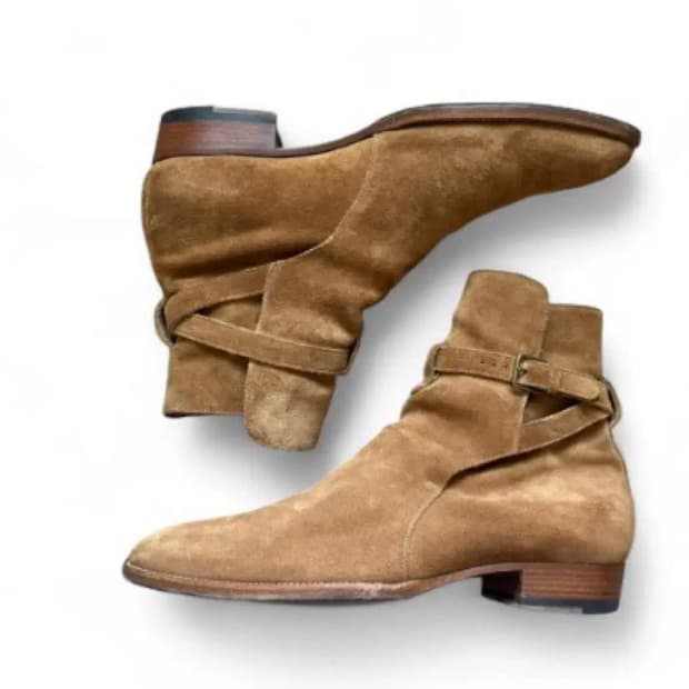 생로랑 와이어트 조드퍼 부츠 다크브라운 스웨이드