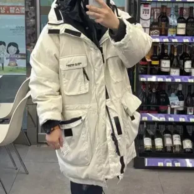 폴로 스포츠 화이트 덕다운 패딩 점퍼 xxl