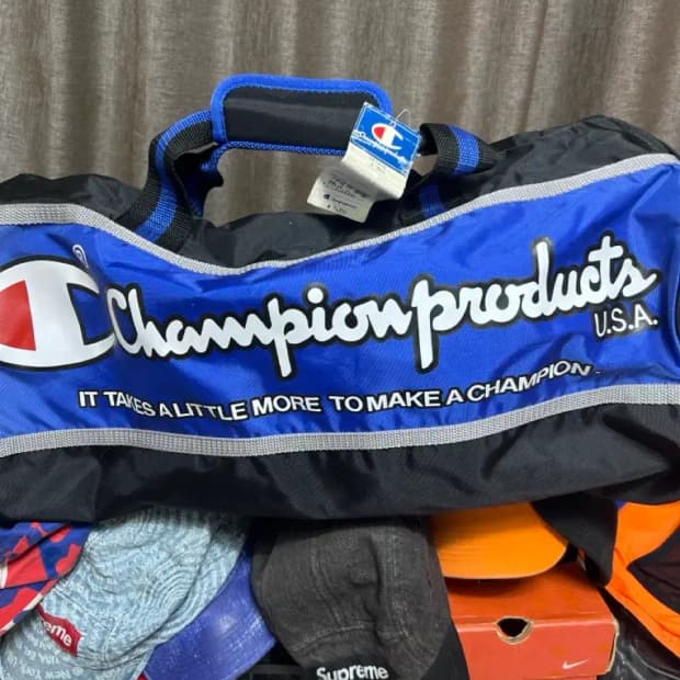 90s 챔피온 블루 보스턴백 더블백 데드스탁