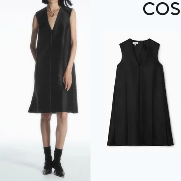 COS V넥 플레어 미니 드레스