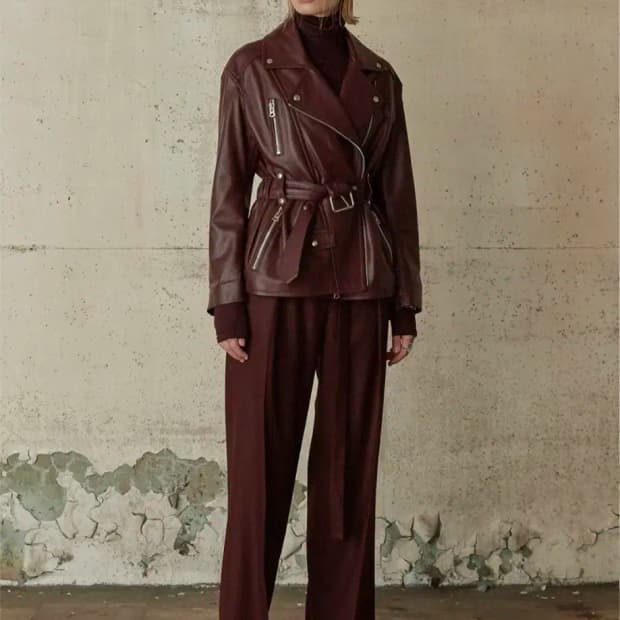 최지우 이주연 착용 musee 뮤제 램스킨 라이더 자켓