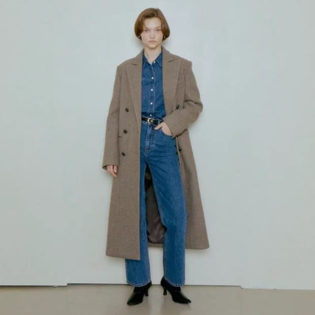 보카바카 헤링본 더블 롱 코트