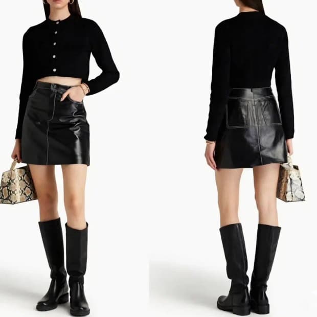 산드로 로고 실버 버튼 크롭 가디건