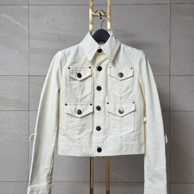 디스퀘어드2 화이트 4포켓 크롭 자켓