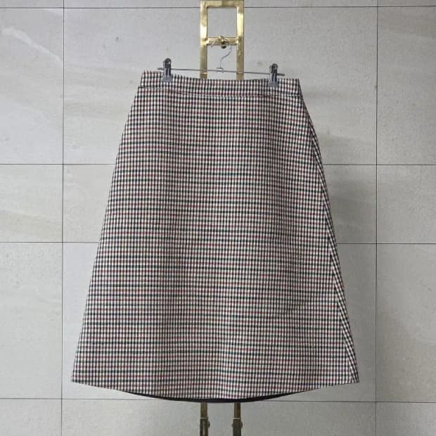 듀엘(DEWL) 하운즈투스 체크 울 혼방 A라인 스커트