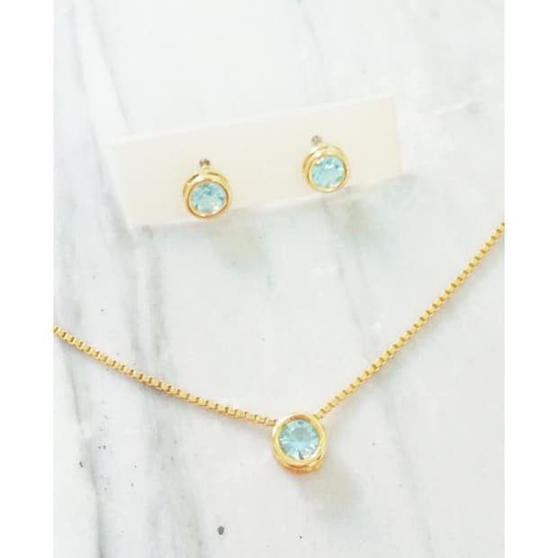 에이본 블루 귀걸이 목걸이 세트