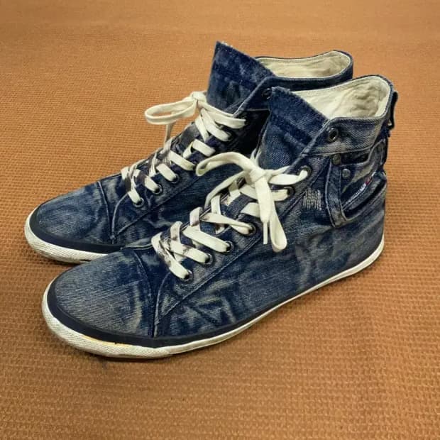 디젤 더티워싱 데님 하이탑 스니커즈 운동화 43 G06959