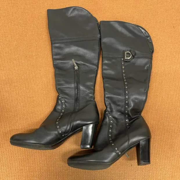 디올 정품 빈티지 가죽 롱 부츠 37.5 G08439