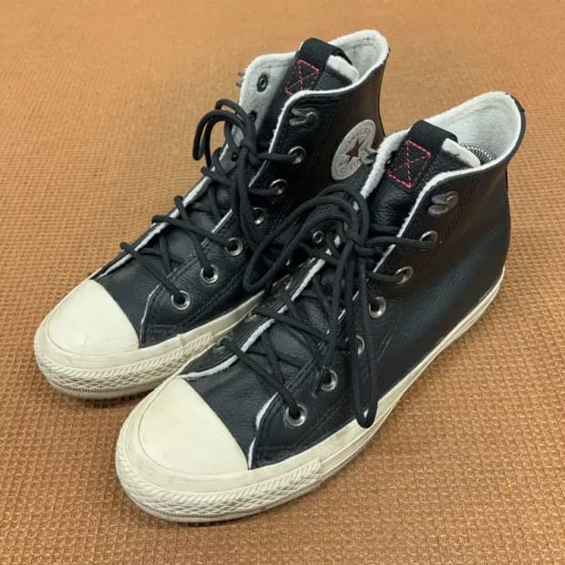 컨버스 척테일러 하이 올스타 레더 블랙 스니커즈 신발 230 G08652