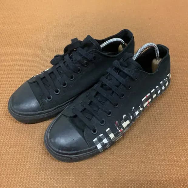 버버리 체크로고 블랙 스니커즈 신발 270 G08725