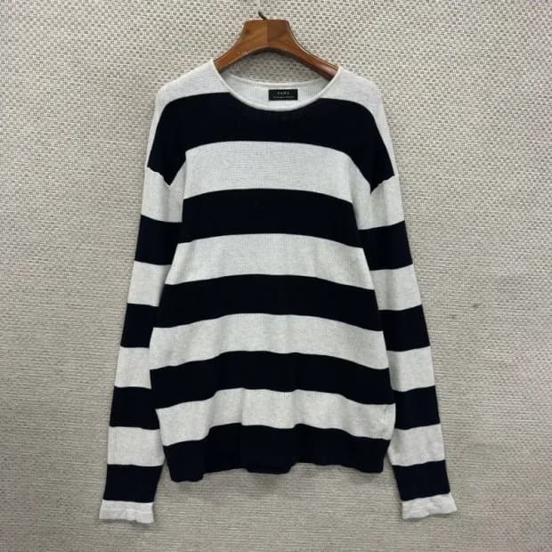 자라 캐주얼 스트라이프 라운드넥 니트 L M08777