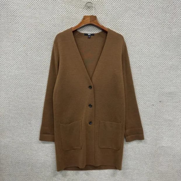 유니클로 브라운 캐주얼 울 롱 가디건 M M09431