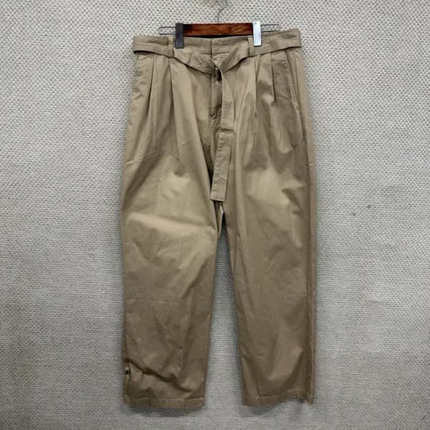 무신사 스탠다드 핀턱 벨티드 와이드팬츠 바지 33 M09690