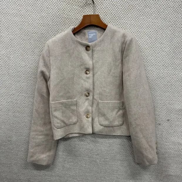 에잇세컨즈 베이지 투포켓 울 크롭 자켓 S M08956