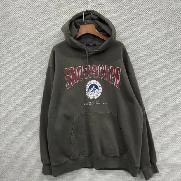 탑텐 카키 센터프린팅 약기모 후드티 110 M09801