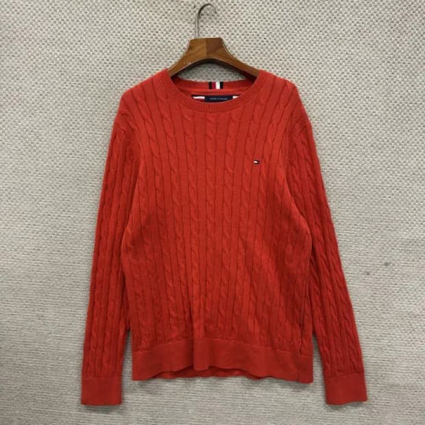 타미힐피거 자수로고 캐주얼 케이블 니트 M M09915