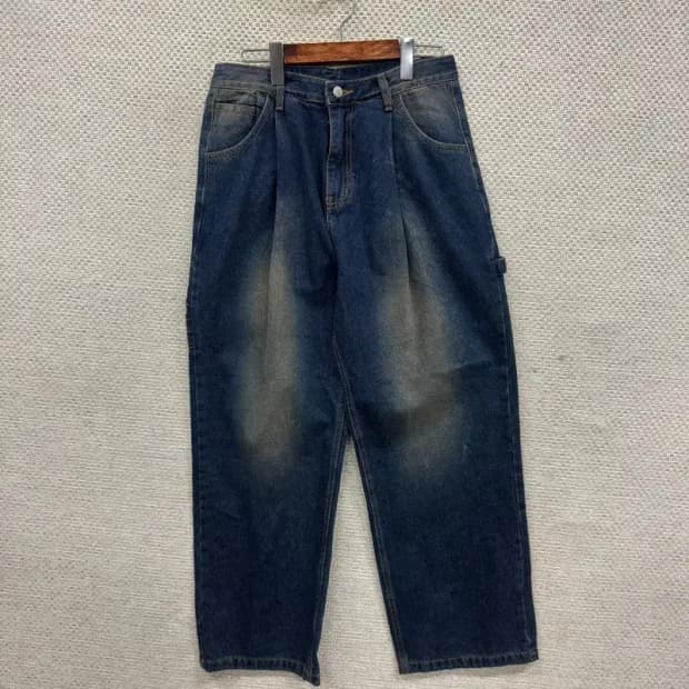 퍼스텝 빈티지워싱 핀턱 데님 청바지 32인치 M10292