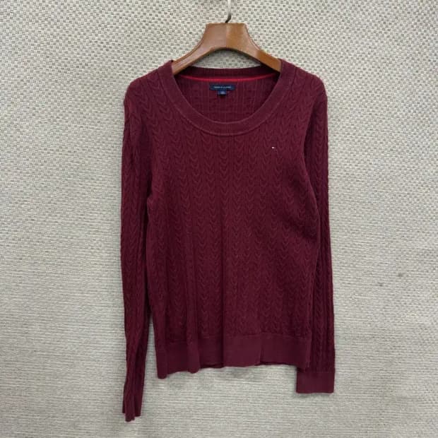 타미힐피거 캐주얼 사이드로고 꽈배기 니트 L M10632