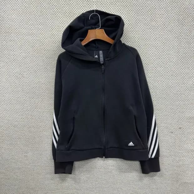 아디다스 삼선로고 숏 후드집업 L M10881