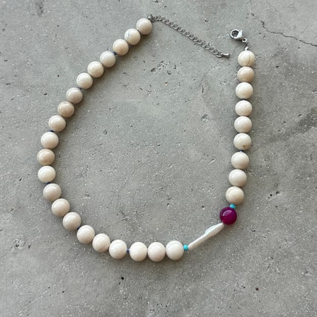 이알알 red pearl necklace 새상품