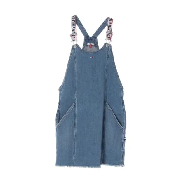 TOMMY HILFIGER 타미힐피거 데님 청 멜빵 원피스 치마 S