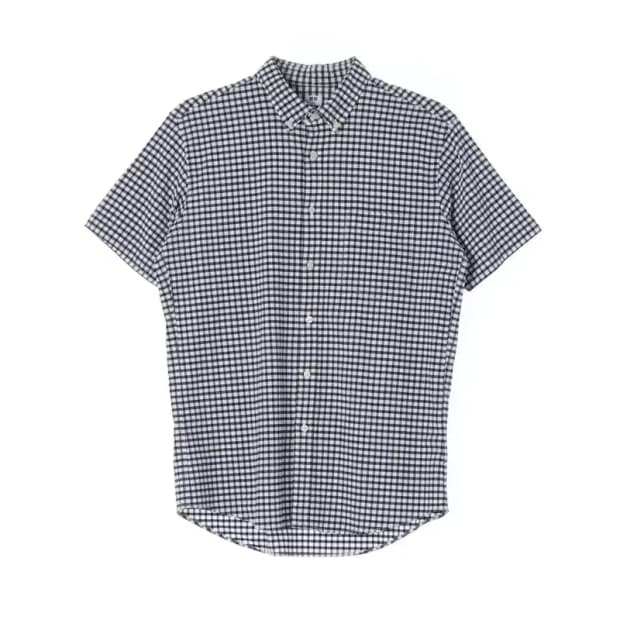 UNIQLO 유니클로 체크 반팔 엠보싱 셔츠 L