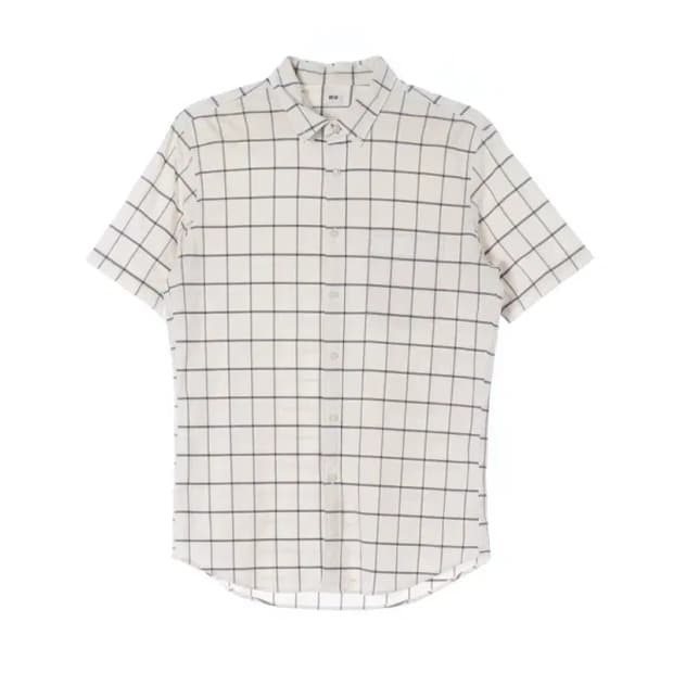 UNIQLO 유니클로 엠보싱 체크 반팔셔츠 L