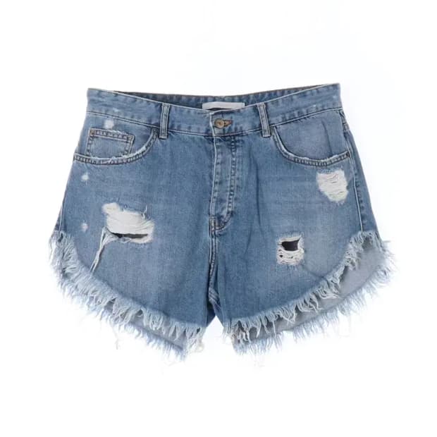 ZARA 자라 여성 데미지 꽃포켓 청 반바지 40