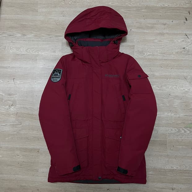 디스커버리 여성 구스다운 후드 사파리 패딩 점퍼 [와인] S/90